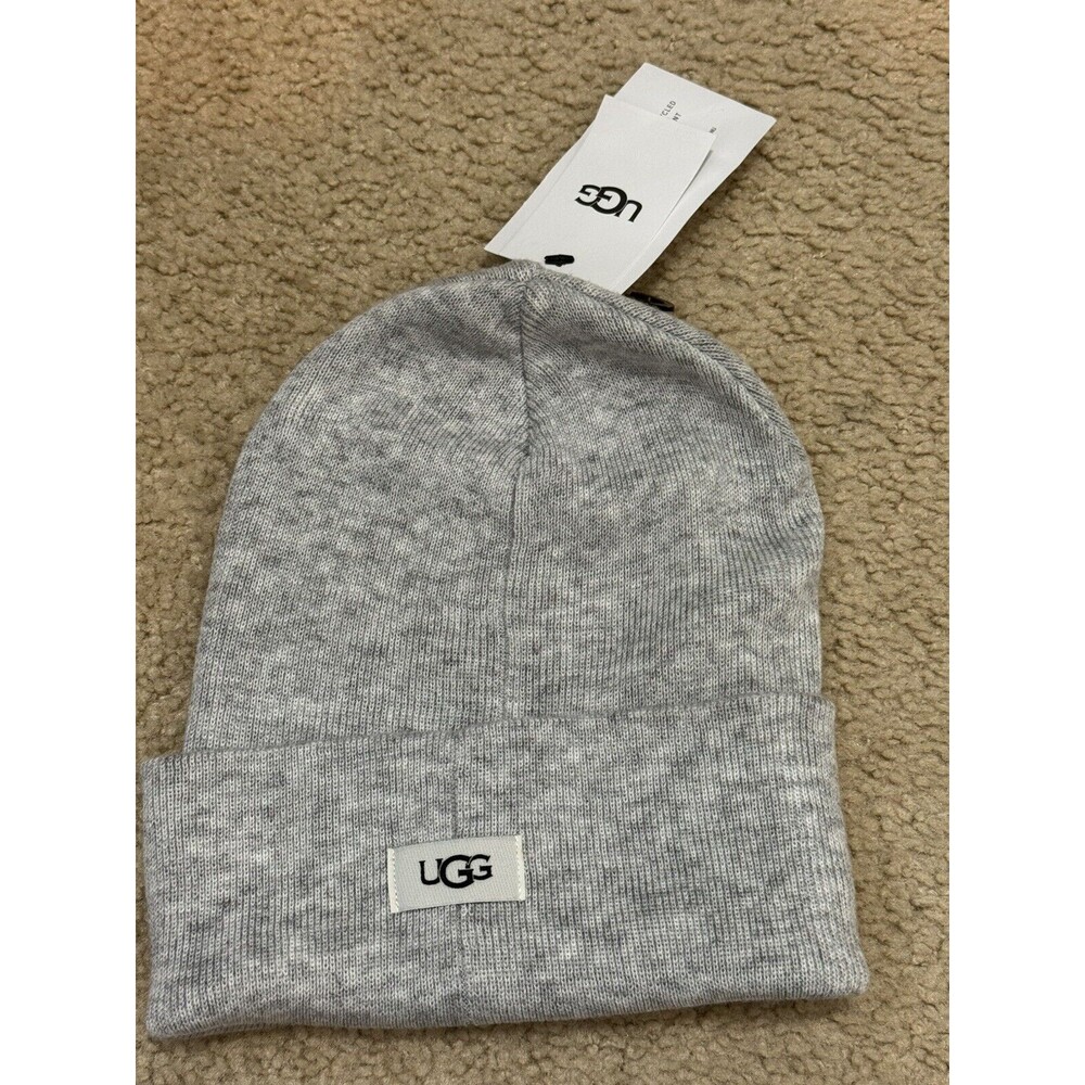 NWT UGG Men’s Oversize Cuff Beanie Knit Hat Light Gray O/S 17541